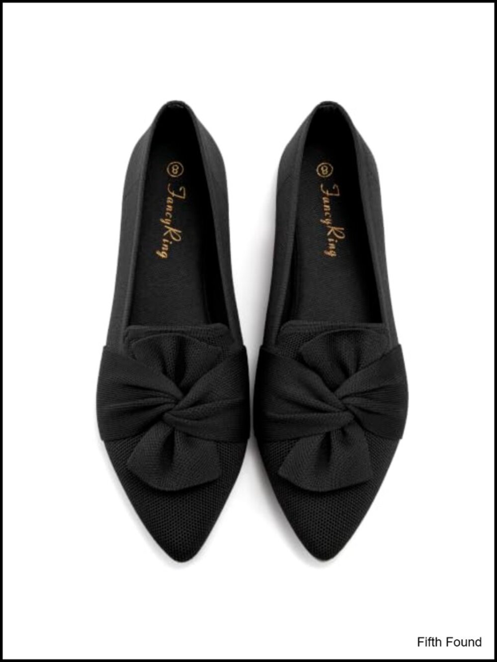 Pointed Toe Bow Knit Ballet Flats Lightweight Slip On Travel